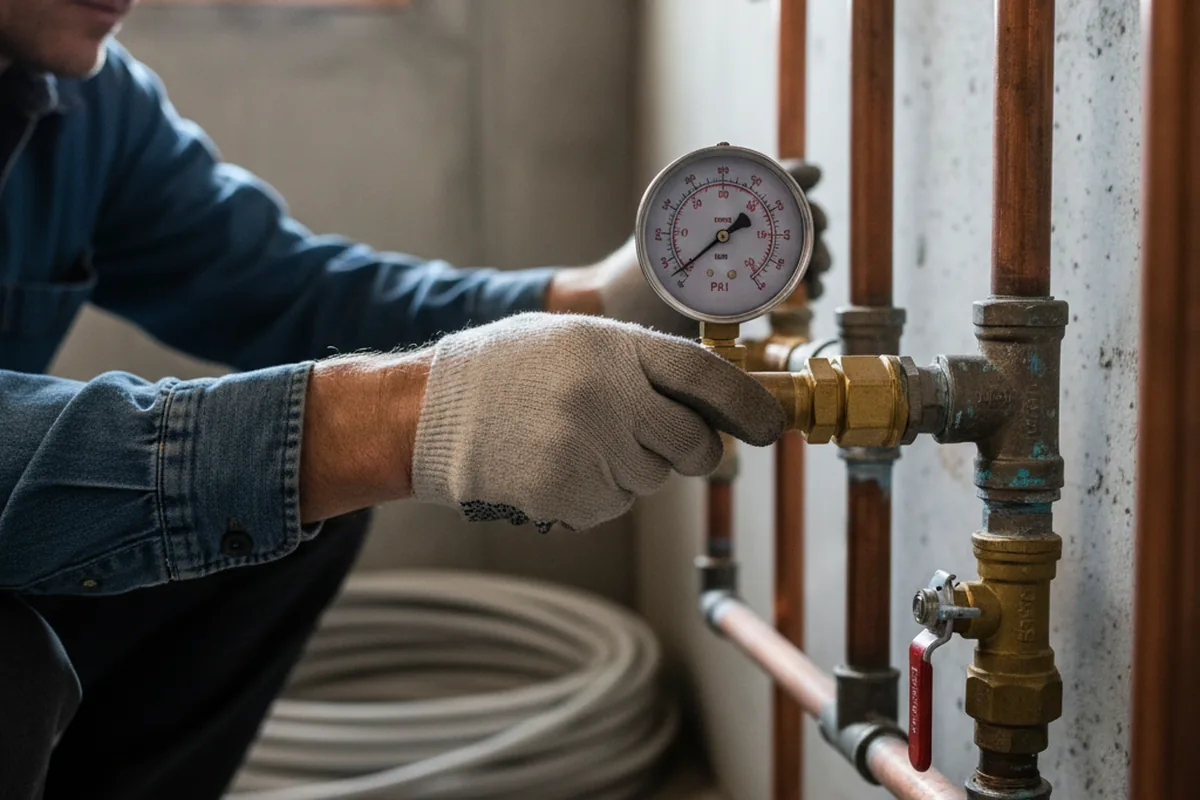 Pressure testing a repaired line during Water Line Repair in Grinnell